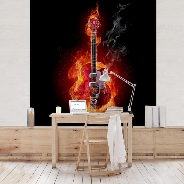 Tapete Kindertapete Gitarre in Flammen 1.92m L x 192cm B East Urban Home Größe: 2,4 m x 240 cm on Productcaster.