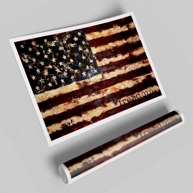 Freedom Flag USA - Unframed Graphic Art Print on Paper East Urban Home Size: 100cm H x 141.4cm W on Productcaster.