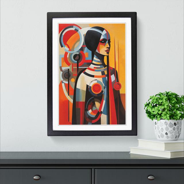 Indian Woman Constructivism No.4 - Single Picture Frame Print on Wood Big Box Art Frame Colour: Black Framed, Size: 34cm H x 25cm W x 2cm D on Productcaster.