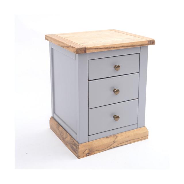 Milian 3 Drawer Bedside Table Marlow Home Co. Colour: Natural/Grey/Gold on Productcaster.