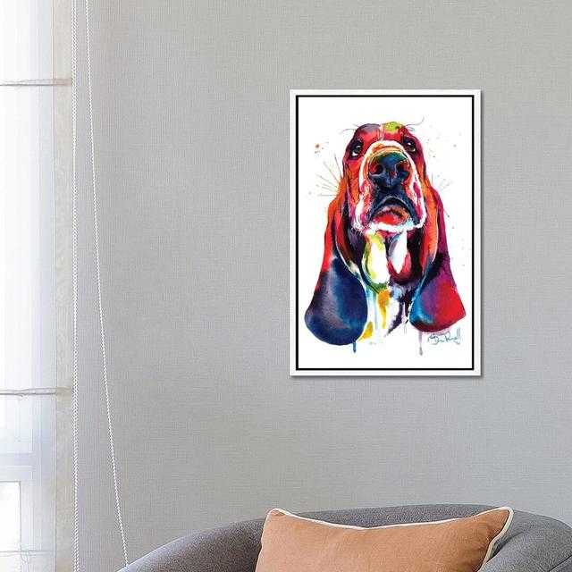 Basset by Weekday Best - Painting Print on Canvas 17 Stories Size: 66.04cm H x 45.72cm W x 3.81cm D, Format: White Framed on Productcaster.