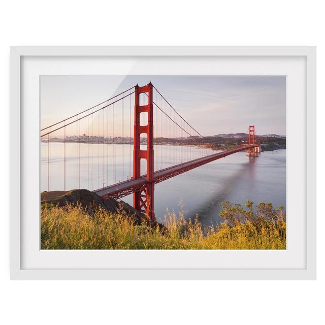 Golden Gate Bridge in San Francisco - Picture Frame Photograph Art Print on Paper East Urban Home Frame Options: Matt white, Size: 50cm H x 70cm W on Productcaster.