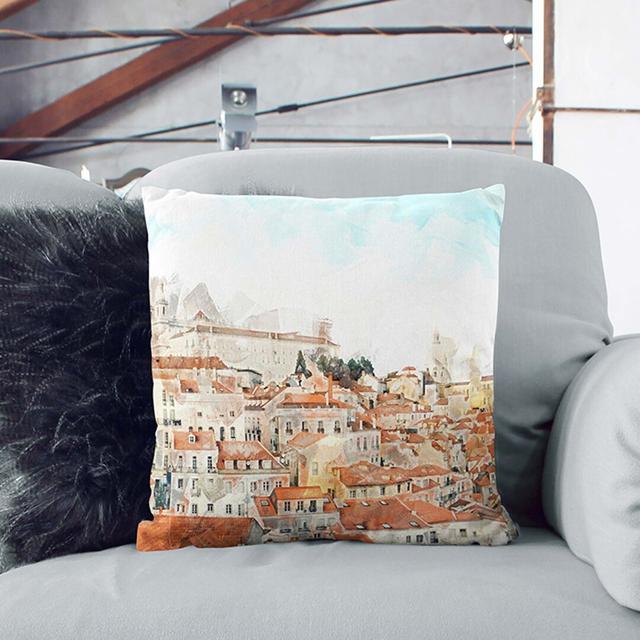 Alfalma Lisbon Portugal Skyline Cushion with Filling East Urban Home Backing Colour: Stone, Size: 40 x 40 cm on Productcaster.