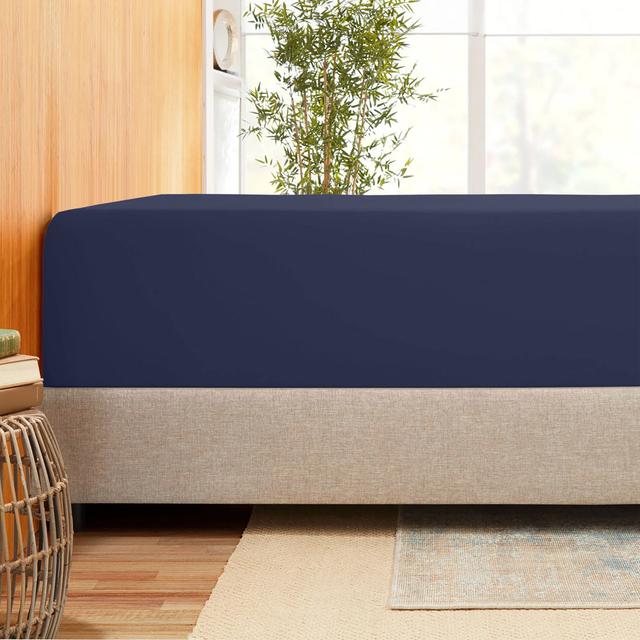 Kadie-Lea Super Soft Extra Deep Microfiber Brushed Fitted Sheet 17 Stories Size: Double (4'6), Colour: Navy on Productcaster.