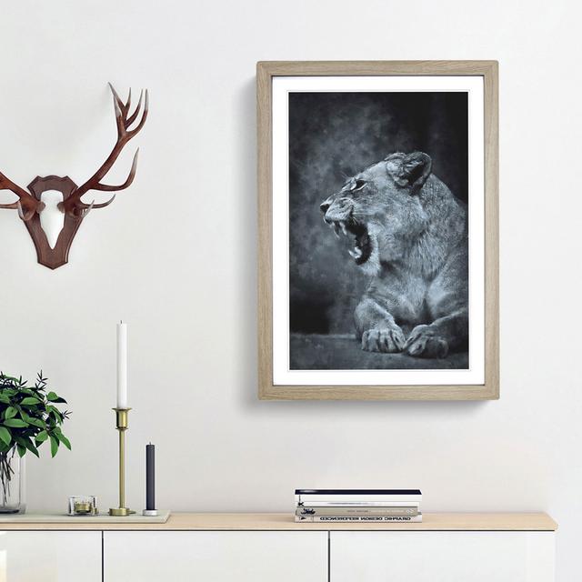 Fierce Lioness - Picture Frame Painting Print East Urban Home Size: 33cm H x 24cm W x 2cm D, Frame Option: Oak Framed on Productcaster.