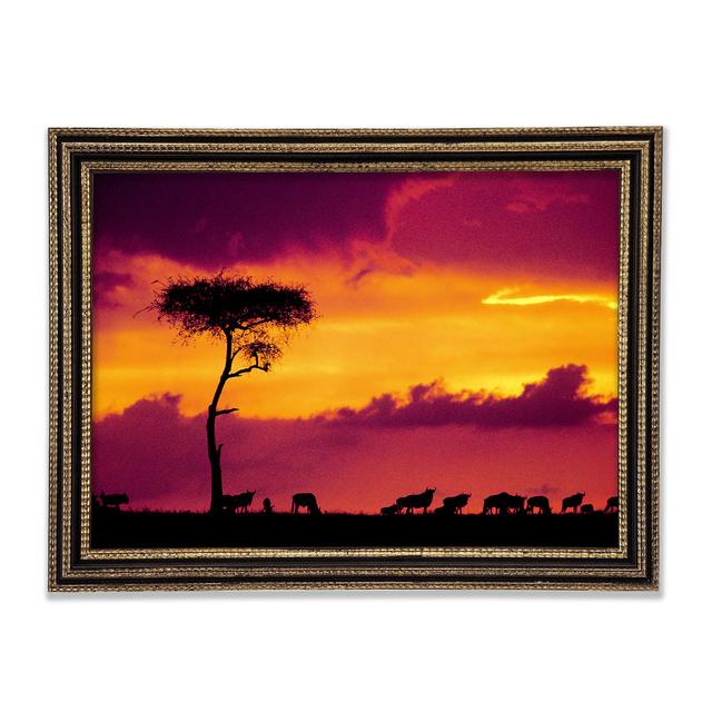 African Safari Sunset - Print Ebern Designs Size: 59.7cm H x 84.1cm W x 3cm D on Productcaster.