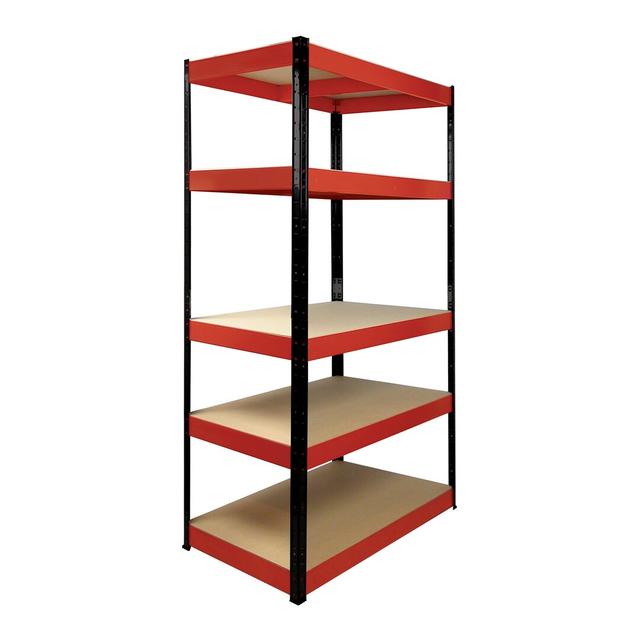 Lavada 180cm 5 shelf Shelving Unit Symple Stuff Size: 180cm H x 90cm W x 30cm D, Finish: Black/Red on Productcaster.