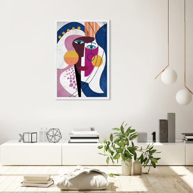 Abstract Colorful Cubist Woman Portrait by Oliver Gal - Painting Oliver Gal Frame Colour: White Framed, Size: 91.44cm H x 60.96cm W on Productcaster.