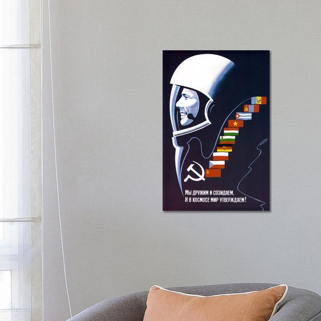 Soviet Space Poster of Cosmonaut Yuri Gagarin by Stocktrek Images - Wrapped Canvas Painting Maturi Size: 66.04cm H x 45.72cm W x 1.905cm D on Productcaster.