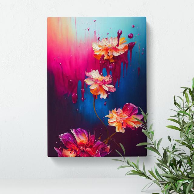 Flowers Dripping Paint No.3 Abstract - Wrapped Canvas Graphic Art Marlow Home Co. Size: 50cm H x 35cm W x 3cm D on Productcaster.