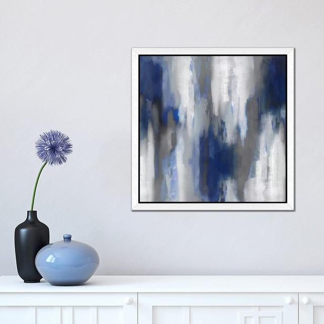 Apex Blue III by Carey Spencer - Floater Frame Painting on Canvas Ebern Designs Frame Option: White, Size: 93.98cm H x 93.98cm W x 3.81cm D on Productcaster.