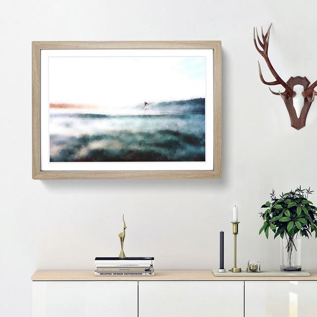 Surfing in Zuma Beach Malibu - Picture Frame Painting Print East Urban Home Frame Option: Oak Framed, Size: 33cm H x 45cm W x 2cm D on Productcaster.