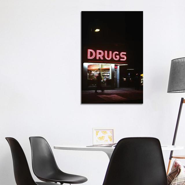 1980 Drug Store at Night Neon Sign Drugs by Vintage Images - Wrapped Canvas Painting Print iCanvas Size: 101.6cm H x 66.04cm W x 3.81cm D on Productcaster.