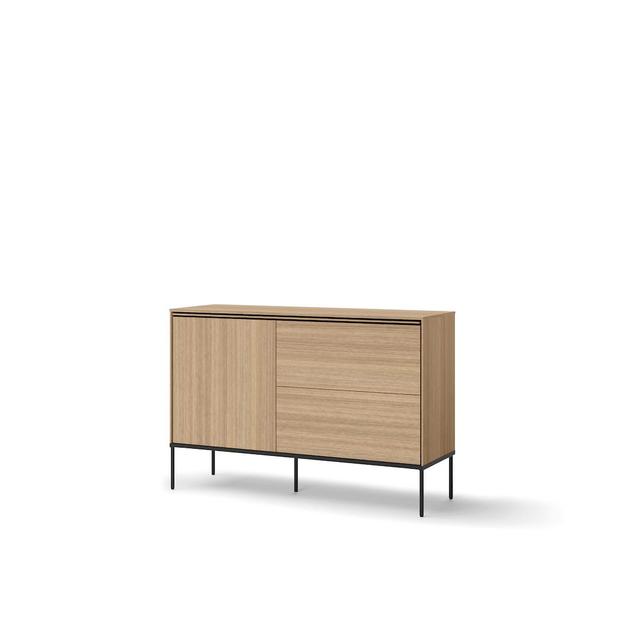 Sleek Oak Linear Sideboard W127cm - Modern Design with Push-to-Open Drawers Latitude Run on Productcaster.