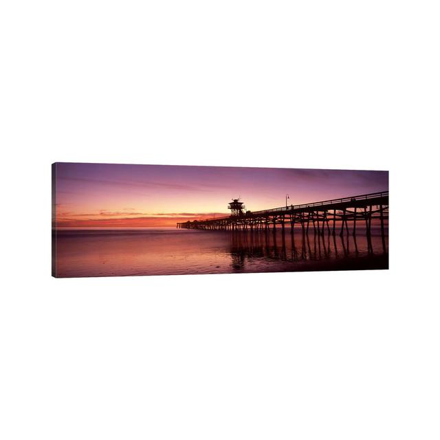 Silhouette of a Pier, San Clemente Pier, Los Angeles County, California, USA - Wrapped Canvas Panoramic Photograph Highland Dunes Size: 30.48cm H x 91 on Productcaster.