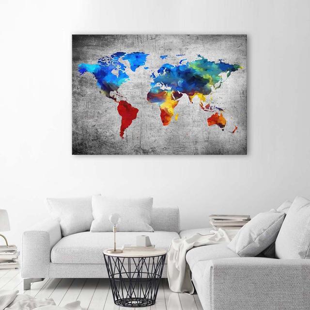 Leinwandbild Coloured World Map Longshore Tides Größe: 70 cm H x 100 cm B x 2 cm T on Productcaster.