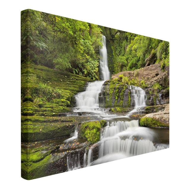 Fotodruck Upper Mclean Falls in Neuseeland Union Rustic Größe: 40cm H x 60cm W, Format: Leinwand 260g/m² on Productcaster.