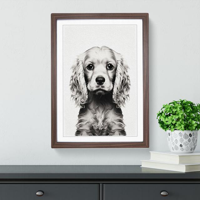 Cocker Spaniel Minimalism No.3 - Single Picture Frame Art Prints on Wood Marlow Home Co. Format: Walnut, Size: 64cm H x 46cm W x 2cm D on Productcaster.