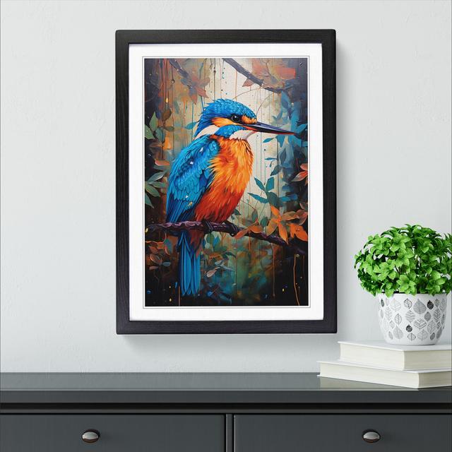 Kingfisher Expressionism - Single Picture Frame Print on Wood Marlow Home Co. Size: 64cm H x 46cm W x 2cm D, Frame Colour: Black Framed on Productcaster.