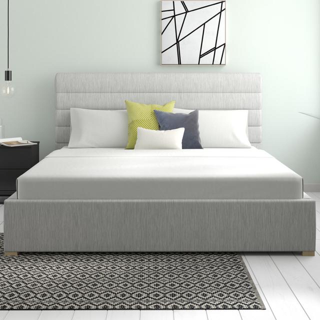 Tyson Upholstered Ottoman Bed Hykkon Size: Small Double (4'), Colour: Gray on Productcaster.