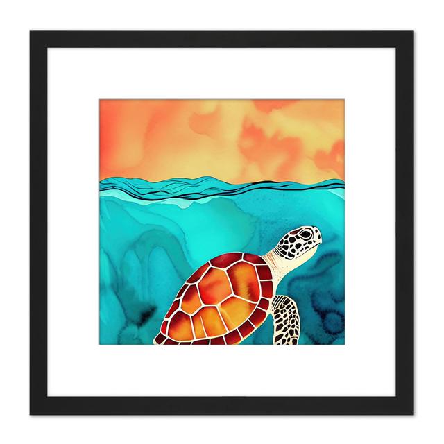 Red Shelled Loggerhead Sea Turtle - Single Picture Frame Print Wee Blue Coo on Productcaster.