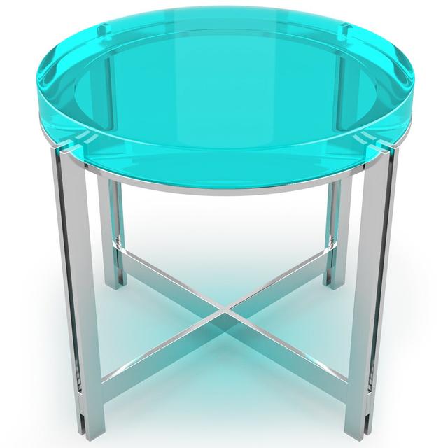 Cross Legs Coffee Table Arditi Collection Top Colour/Base Colour: Aqua Top/Chrome Base, Size: 45cm H x 70cm W x 70cm D on Productcaster.