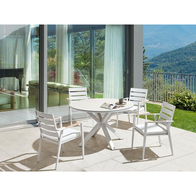 Dining Set 4 Seater Elyria (Set of 5) Brayden Studio Cushion Colour: White on Productcaster.