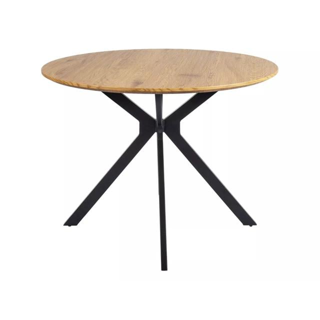 TABLE ASTER OAK/BLACK MAT FRAME FI100 George Oliver Table Top Colour: Oak, Size: 76cmH x 100cmL x 100cmW on Productcaster.