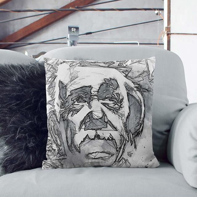 Albert Einstein Graffiti Cushion with Filling East Urban Home Size: 55 x 55 cm, Backing Colour: Black on Productcaster.