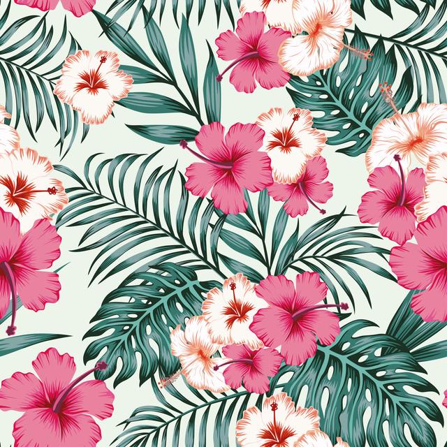 Hibiscus Leaves Seamless Tropical Pattern Background Pergo Classics Size: 30cm H x 30cm W on Productcaster.