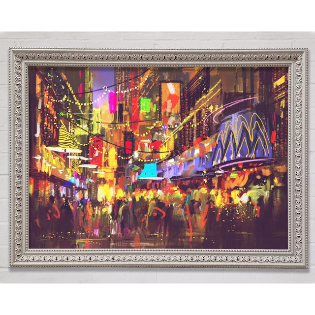 Busy Shops At Night - Single Picture Frame Art Prints Bright Star Size: 29.7cm H x 42cm W x 3cm D on Productcaster.