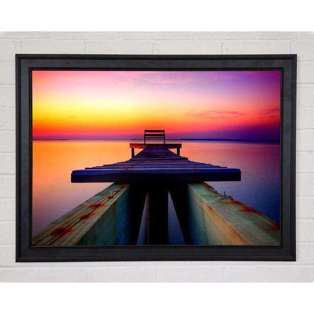 The Perfect Sunset Dock Framed Print Wall Art Highland Dunes Size: 21cm H x 29.7cm W x 1.5cm D, Format: Natural Framed Paper on Productcaster.