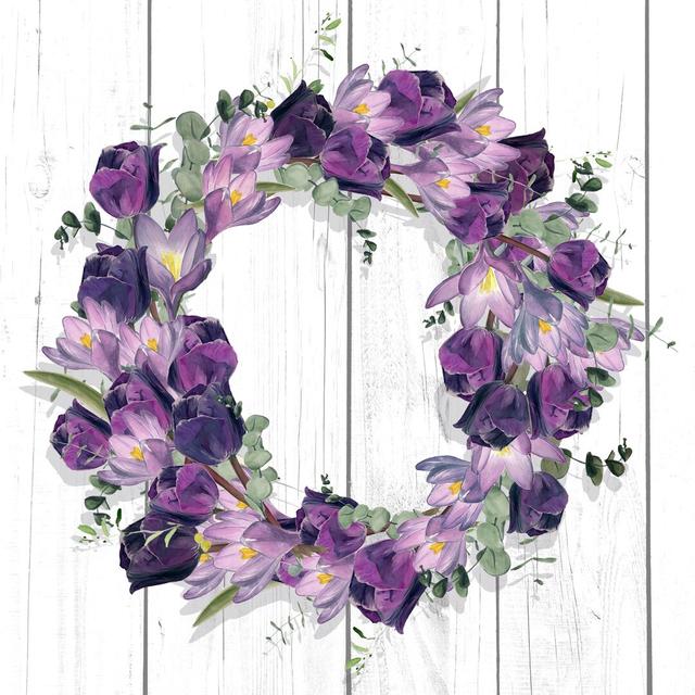 Purple Tulip Wreath I by Jennifer Paxton Parker - Wrapped Canvas Print Rosalind Wheeler Size: 91cm H x 91cm W on Productcaster.