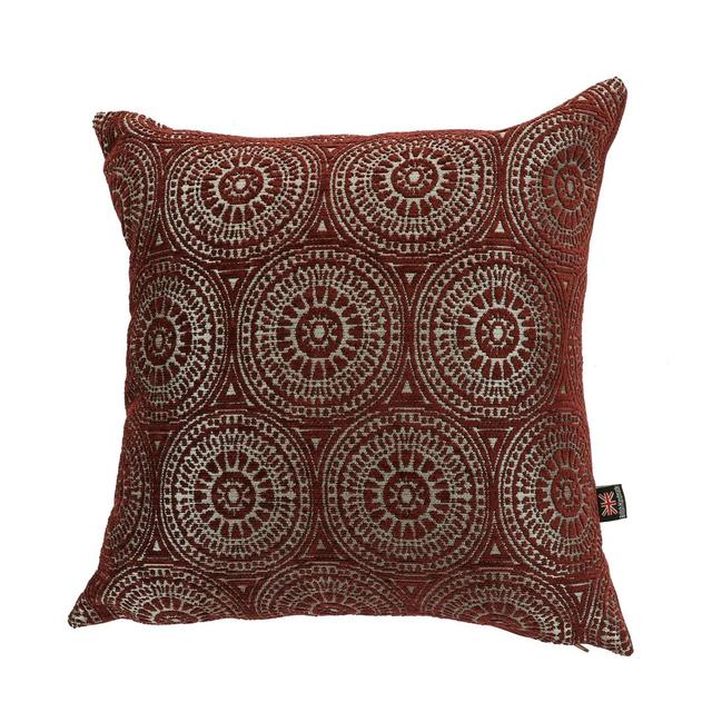 Cushion with Geometric Pattern by Bloomsbury Market, Size: Small, Colour: Burgundy on Productcaster.