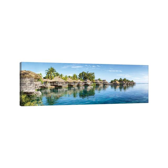 Overwater Bungalows at a Luxury Beach Resort on Moorea, French Polynesia by Jan Becke - Wrapped Canvas Panoramic Photograph Highland Dunes Size: 30.48 on Productcaster.