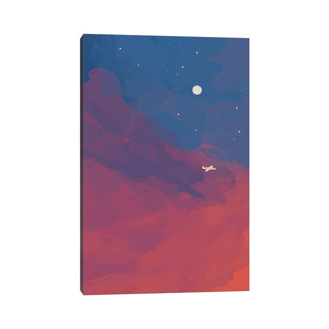 Airplane In Night Sky by Morgan Harper Nichols - Wrapped Canvas Painting Metro Lane Size: 45.72cm H x 30.48cm W x 1.91cm D on Productcaster.