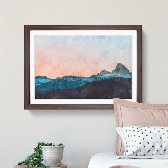 Sunrise Behind Grand Teton - Picture Frame Graphic Art East Urban Home Size: 24cm H x 33cm W x 2cm D, Format: Walnut Framed on Productcaster.