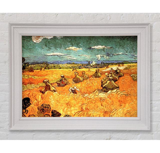 Wheat Stacks With Reaper - Single Picture Frame Art Prints August Grove Size: 29.7cm H x 42cm W x 8cm D on Productcaster.