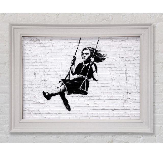 Girl On Swing Framed Print Ebern Designs Format: White Framed Paper, Size: 29.7cm H x 42cm W x 8cm D on Productcaster.