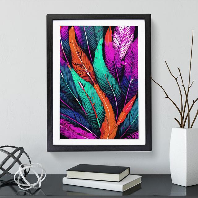 Splashed Feathers No.2 - Picture Frame Graphic Art World Menagerie Frame Colour: Black Framed, Size: 46cm H x 34cm W x 2cm D on Productcaster.