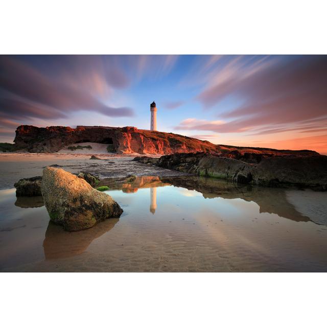 Lossiemouth Lighthouse At Sunset - Wrapped Canvas Print Breakwater Bay Size: 20cm H x 30cm W x 3.8cm D on Productcaster.