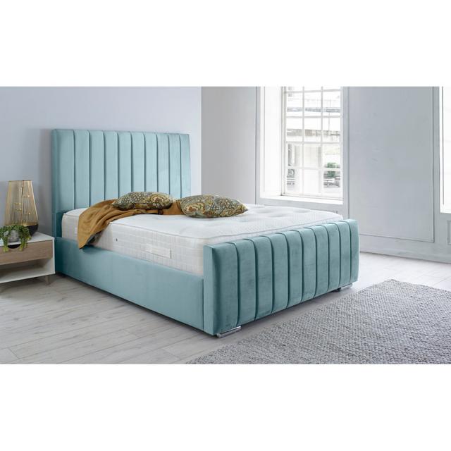 Akhari Upholstered Bed Frame Canora Grey Colour: Duck Egg, Size: Super King (6') on Productcaster.