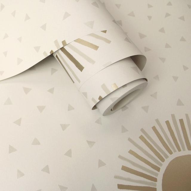 Azalie 10m x 53cm Matte Wallpaper Roll Metro Lane Colour: Beige/Gold on Productcaster.