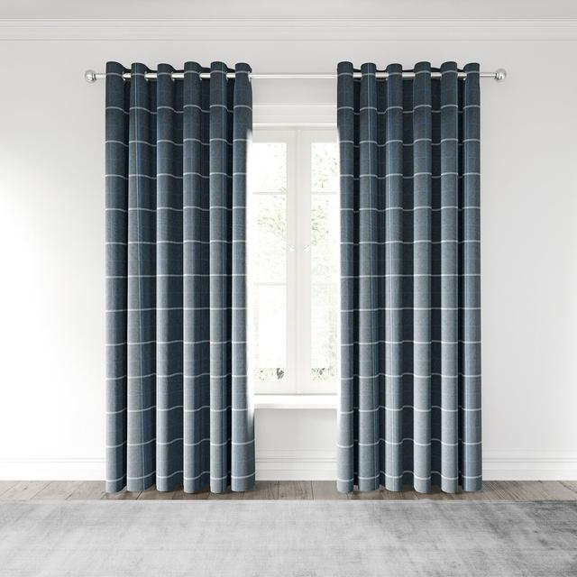 Harper Lined Eyelet Room Darkening Curtains (Set of 2) Helena Springfield Panel Size: Width 228 x Drop 183cm, Colour: Navy on Productcaster.