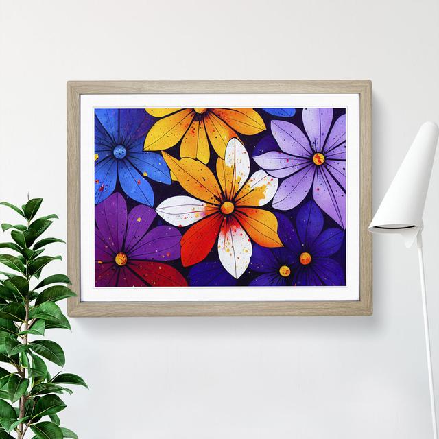 Wonderful Flower Splash Abstract - Picture Frame Graphic Art 17 Stories Size: 25cm H x 34cm W x 2cm D, Frame Colour: Oak Framed on Productcaster.