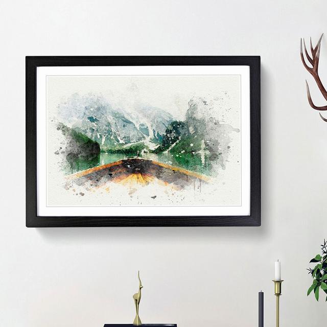 Boat in Lago Di Braies Italy in Abstract - Picture Frame Painting Print East Urban Home Frame Option: Black Framed, Size: 62cm H x 87cm W x 2cm D on Productcaster.