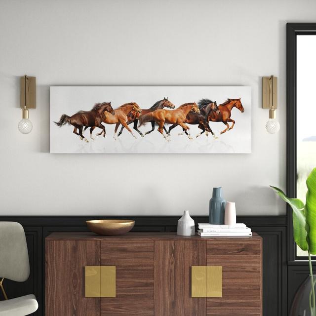 Leinwandbild Herd of Horses East Urban Home Größe: 40 cm H x 120 cm B x 2 cm T on Productcaster.