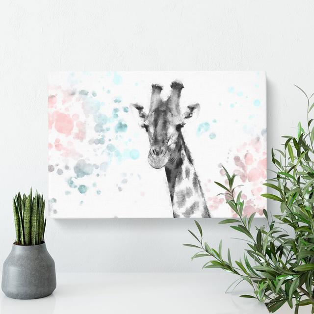 Giraffe With Paint Splashes - Wrapped Canvas Painting East Urban Home Size: 50cm H x 76cm W x 3cm D on Productcaster.