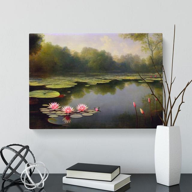 Astounding Water Lily Pond - Wrapped Canvas Print Marlow Home Co. Size: 35cm H x 50cm W x 3cm D on Productcaster.