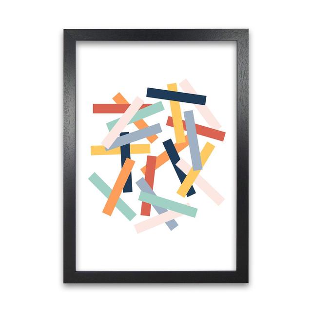 Colourful Scandinavian Lines Original - Print on Canvas Norden Home Size: 42cm H x 30cm W x 3cm D, Frame Option: Black Frame on Productcaster.